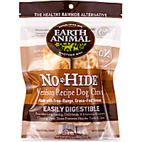 Earth Animal No-Hide Rolls Venison Recipe Small Natural Long-Lasting Rawhide Alternative Dog Chews