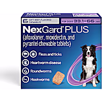 NexGard Plus Flea and Tick Protection Plus Heartworm Disease Preventive for Dogs 33.1 - 66 lbs. (Purple)