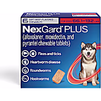 NexGard Plus Flea and Tick Protection Plus Heartworm Disease Preventive for Dogs 66.1 - 132 lbs. (Red)