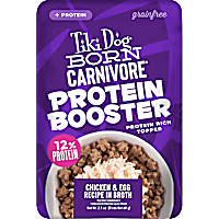 Tiki Dog Born Carnivore Protein Booster Chicken and Egg Recipe in Broth Dog Food Topper