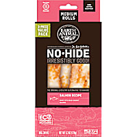 Earth Animal No-Hide Rolls Salmon Recipe Medium Natural Long-Lasting Rawhide Alternative Dog Chews