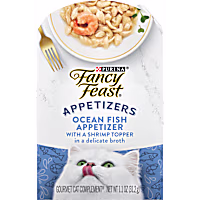 Fancy Feast Lickable Appetizers Grain Free Ocean Fish with a Shrimp Wet Cat Food Topper