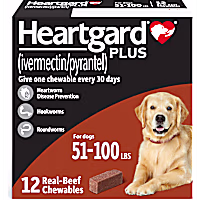 Heartgard Plus Chewable Tablets for Dogs 51 - 100 lbs. (Brown)