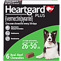 Heartgard Plus Chewable Tablets for Dogs 26 - 50 lbs. (Green)