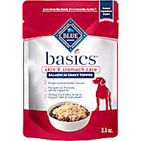 Blue Buffalo Blue Basics Skin & Stomach Care, Salmon in Gravy Natural Wet Dog Food Topper