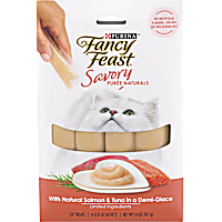 Fancy Feast  Savory Puree Naturals With Natural Salmon & Tuna in Demi-Glace Squeezable Tube Cat Treats