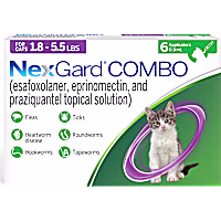 NexGard Combo (esafoxolaner, eprinomectin, and praziquantel topical solution) for Cats 1.8 - 5.5 lbs. (Purple)