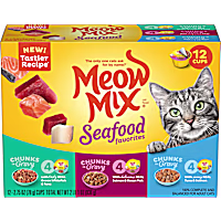 Meow Mix Savory Morsels Seafood Favorites Variety Pack Wet Cat Food