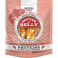 Better Belly Proteins with Real Salmon Twists Highly Digestible Rawhide Chews for Dogs
