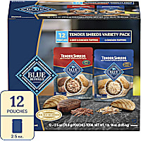 Blue Buffalo Tender Shreds Tasty Chicken and Beef & Chicken Topper Natural Dog Food Complement Varity Pack