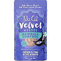 Tiki Cat Velvet Mousse Hairball, Chicken & Tuna Recipe in Broth Wet Cat Food