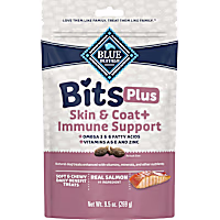Blue Buffalo Soft & Chewy Salmon Morsels BLUE Bits Plus Skin & Coat and Immune Support Daily Benefit Dog Treats