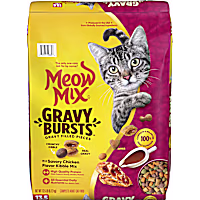 Meow Mix Gravy Bursts Gravy Filled Pieces Savory Chicken Flavors Dry Cat Food