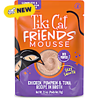 Tiki Cat Friends Mousse Chicken, Pumpkin & Tuna Recipe in Broth Cat Food