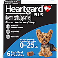 Heartgard Plus Chewable Tablets for Dogs 1 - 25 lbs. (Blue)
