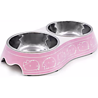 Pusheen Mauve All Over Print Double Stainless Steel Diner Bowl  for Cats