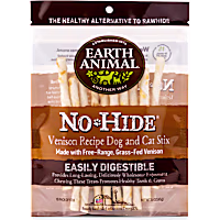 Earth Animal No-Hide Stix Venison Recipe Natural Long-Lasting Rawhide Alternative Dog & Cat Chews
