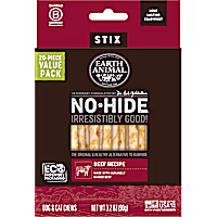 Earth Animal No-Hide Stix Beef Recipe Natural Long-Lasting Rawhide Alternative Dog & Cat Chews