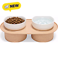 Petco Elevated Ceramic Dog Bowl with Ribbed Base Double Diner