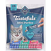 Blue Buffalo Tastefuls Mini Purees, Adult Cat Natural Single-Serving Snack Variety Chicken, Tuna, and Salmon