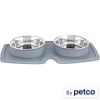 EveryYay Silicone Double Diner Stainless Steel Dog Bowl Set