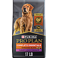 Purina Pro Plan Complete Essentials Shredded Blend Turkey and Rice Dry Dog Food Formula with Probiotics for Dogs