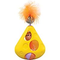 Catstages Yellow Mousin' Around Wobble Wedge, Plush Catnip Blend and Rolling Ball Inside Cat Toy