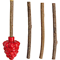 Catstages Red Dental Raspberry Teether with 4 Silvervine Sticks Included, Cat and Kitten Teething Toy