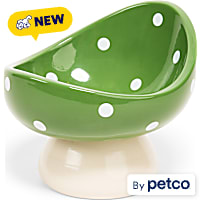 EveryYay Ceramic Pedestal Painted Mushroom Cat Bowl