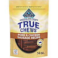 Blue Buffalo True Chews Made in the USA with Natural Ingredients, Pork and Chicken Sausage Recipe Dog Treats