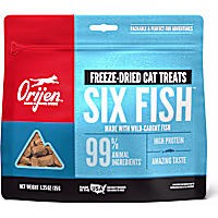ORIJEN Grain Free High Protein Raw Animal Ingredients Six Fish Freeze Dried Cat Treats