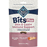 Blue Buffalo Soft & Chewy Salmon Morsels BLUE Bits Plus Skin & Coat and Immune Support Daily Benefit Dog Treats