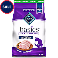 Blue Buffalo Basics Skin & Stomach Care, Limited Ingredient Diet for Indoor Cats, Turkey & Potato Dry Cat Food