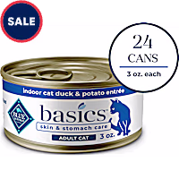 Blue Buffalo Blue Basics Skin & Stomach Care Natural Adult Grain Free Indoor Duck Adult Pate Wet Cat Food