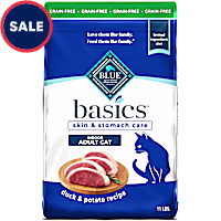 Blue Buffalo Basics Skin & Stomach Care, Limited Ingredient Diet for Indoor Cats, Duck & Potato Dry Cat Food