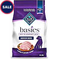 Blue Buffalo Basics Skin & Stomach Care, Limited Ingredient Diet, Turkey Recipe Senior Dry Dog Food