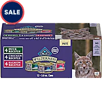 Blue Buffalo Wilderness Natural Adult Chicken, Salmon, Duck Pate Variety Pack Wet Cat Food