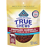 Blue Buffalo True Chews Made in the USA with Natural Ingredients, Steak Premium Morsels Dog Treats