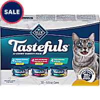 Blue Buffalo Tastefuls Tuna, Chicken, Fish & Shrimp, Flaked Adult Wet Cat Food Variety Pack