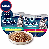Blue Buffalo Tastefuls Savory Singles Salmon and Tuna Natural Wet Cat Food Cuts in Gravy Variety Pack
