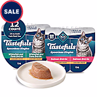 Blue Buffalo Tastefuls Spoonless Singles Whitefish/Tuna & Salmon Wet Cat Food Pate Variety Pack