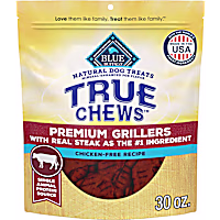 Blue Buffalo True Chews Made in the USA with Natural Ingredients, Steak Premium Grillers Dog Treats