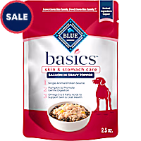 Blue Buffalo Blue Basics Skin & Stomach Care, Salmon in Gravy Natural Wet Dog Food Topper