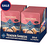 Blue Buffalo Tender Shreds Salmon & Chicken Toppers in Savory Broth, Natural Dog Food Complement