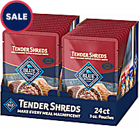 Blue Buffalo Tender Shreds Beef Toppers in Savory Broth, Natural Dog Food Complement