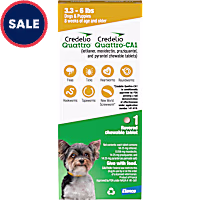 Credelio Quattro/Credelio Quattro-CA1 Dog Flea & Tick Treatment + Heartworm & Parasite Coverage, 3.3-6 lbs