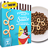 Merrick Purrfect Bistro Seafood Bisque with Lobster Recipe Sauce Wet Cat Treats for Snacking or Food Topper