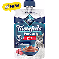 Blue Buffalo Tastefuls Purees Natural Complement with Just 5 Ingredients, Beef Adult Cat Food