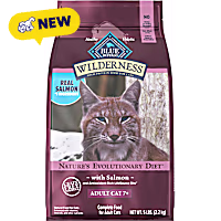 Blue Buffalo Wilderness High-Protein & Grain-Free Natural Ingredients, Salmon Dry Food for Mature 7+ Adult Cats