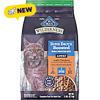 Blue Buffalo Wilderness Chicken Bone Broth Boosted High-Protein Diet, Grain-Free Dry Food for Adult Cats